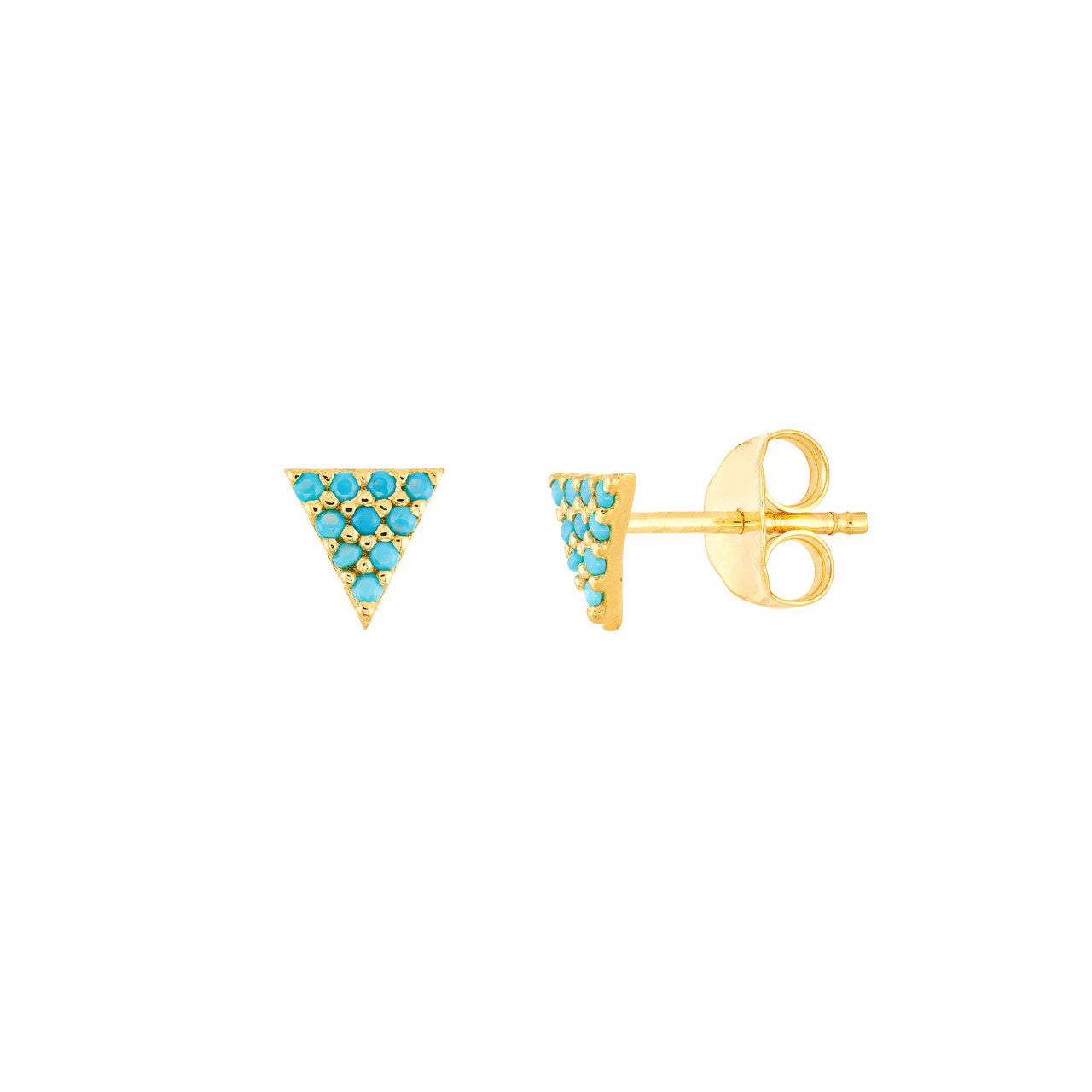 14K Gold - Turquoise Temptations Triangle Stud Earrings