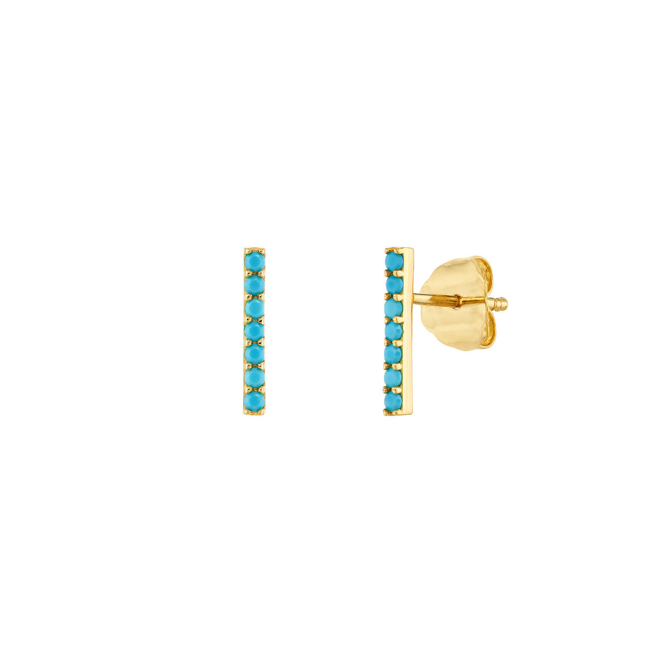 14K Gold Blue Bar Earrings: Sleek & Modern Luxury Jewelry