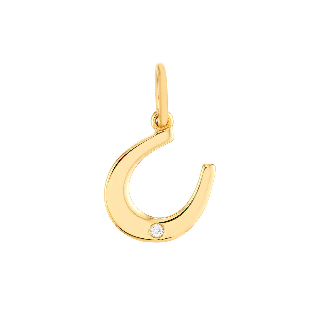 14K Solid Gold Diamond Luck and Love Horseshoe Charm