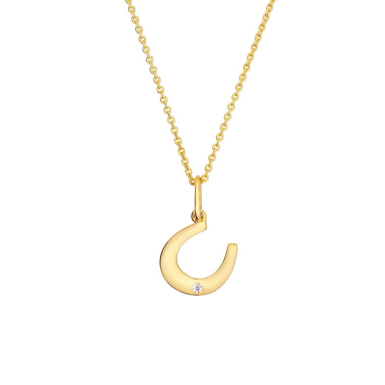 14K Solid Gold Diamond Luck and Love Horseshoe Charm