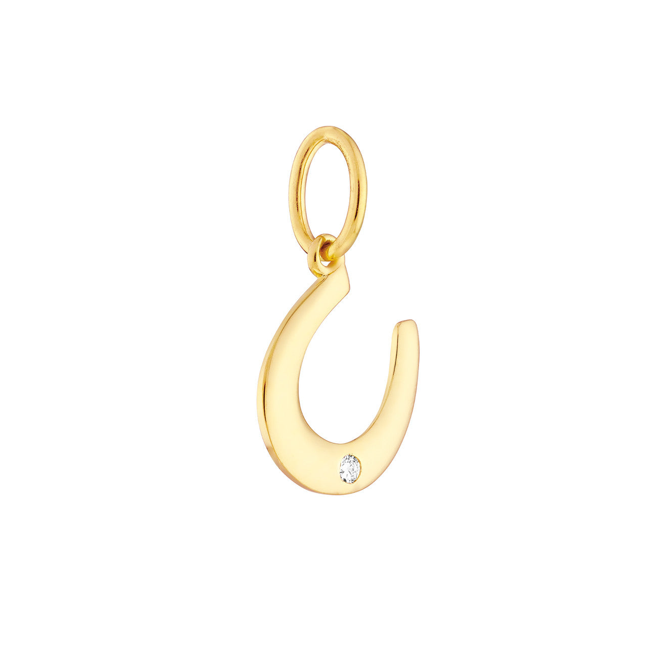 14K Solid Gold Diamond Luck and Love Horseshoe Charm