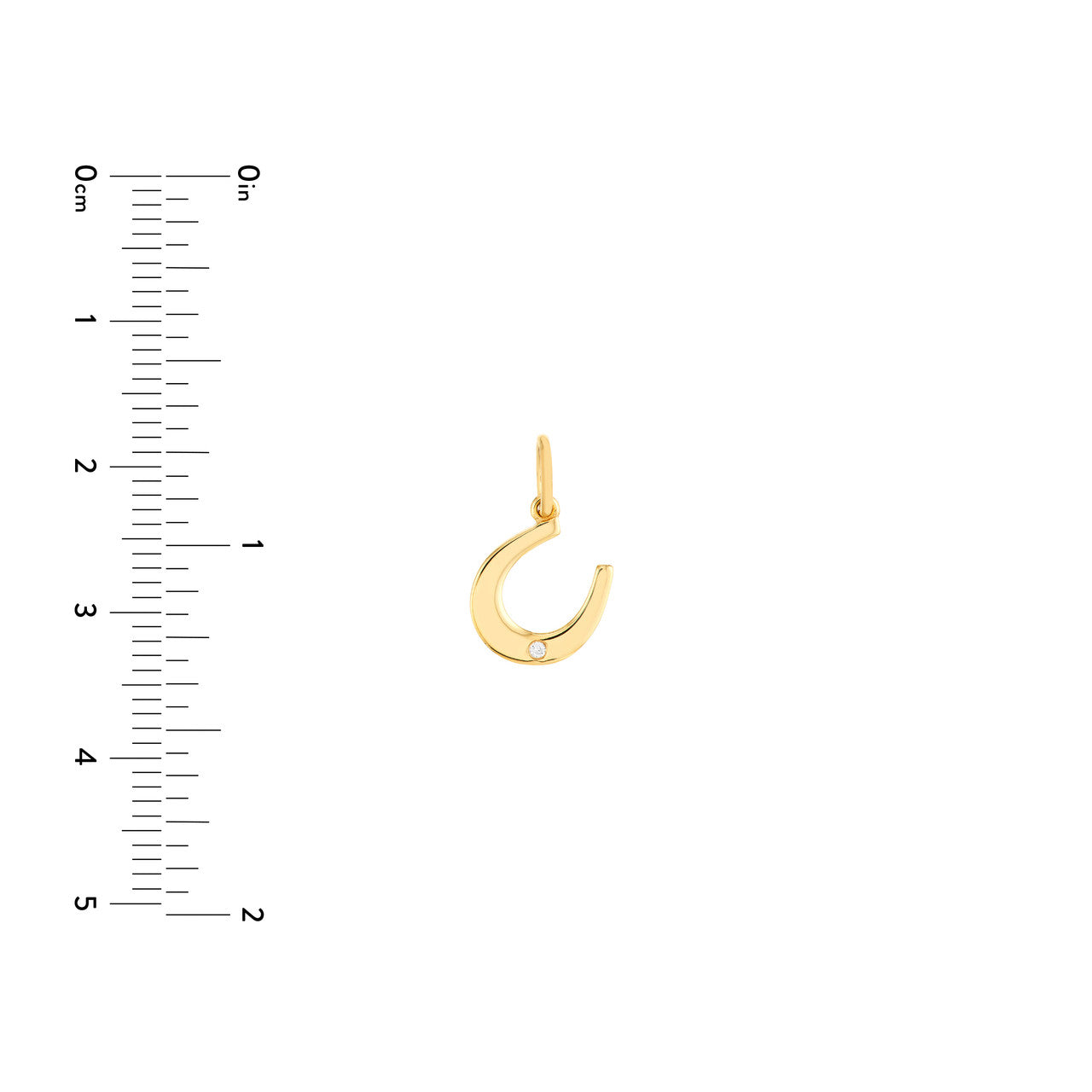 14K Solid Gold Diamond Luck and Love Horseshoe Charm