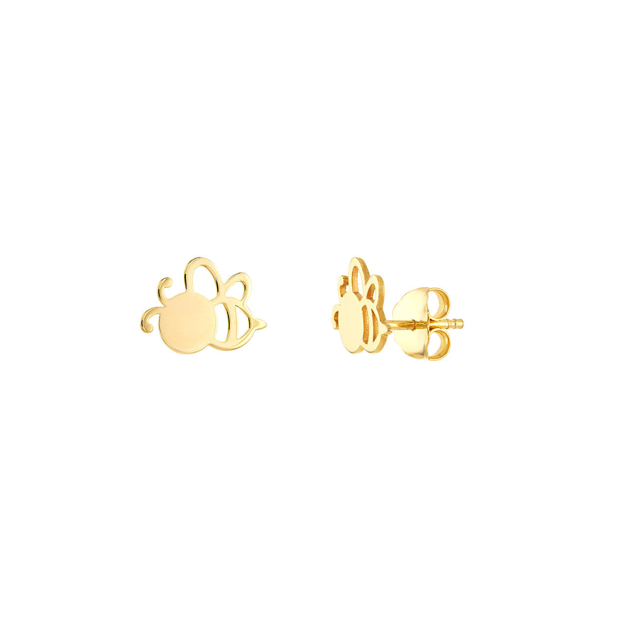 14K Solid Gold - Bee Happy Stud Earrings