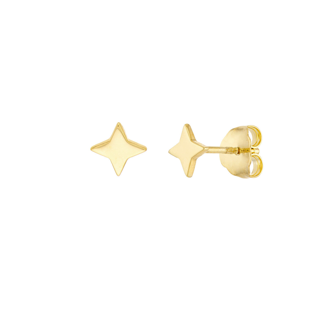 14K Solid Gold - Star Shine Stud Earrings