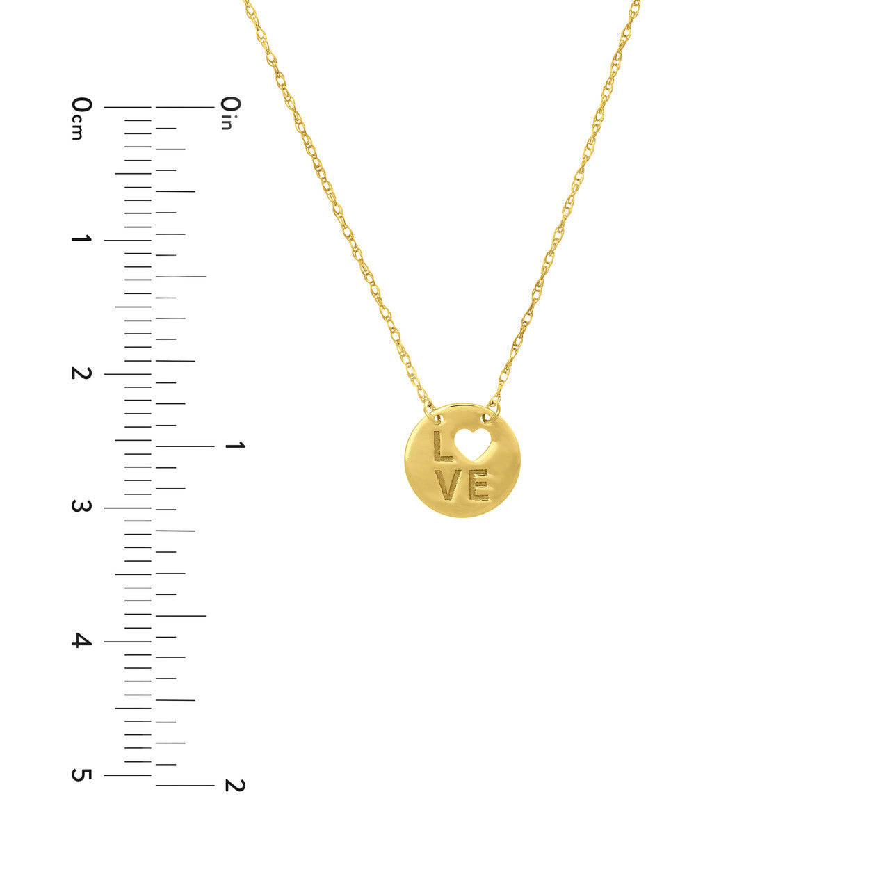 14K Solid Gold - LOVE in Heart Necklace