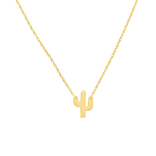 14K Solid Gold -Golden Cactus Necklace