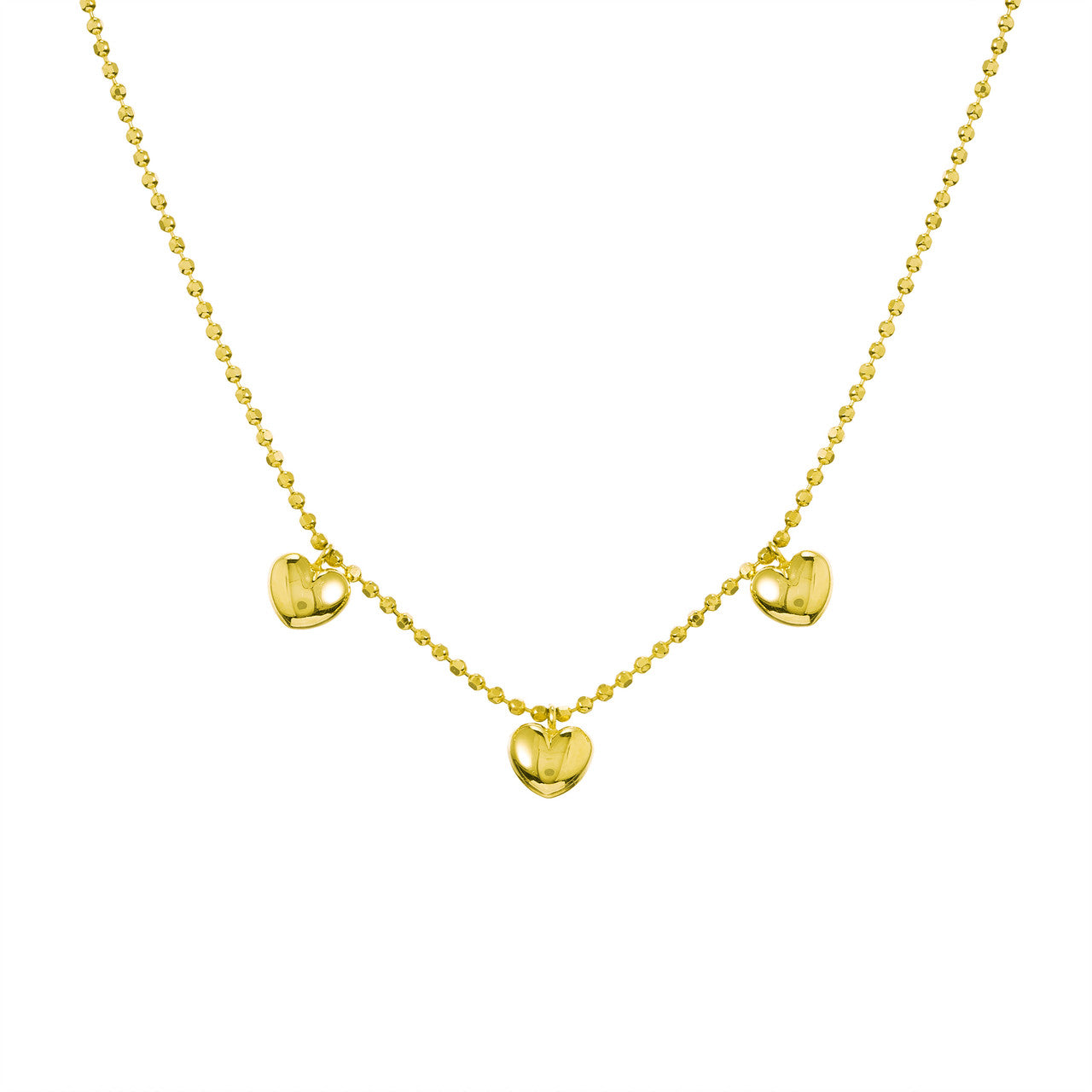 14K Gold - I Love You Puff Heart Necklace