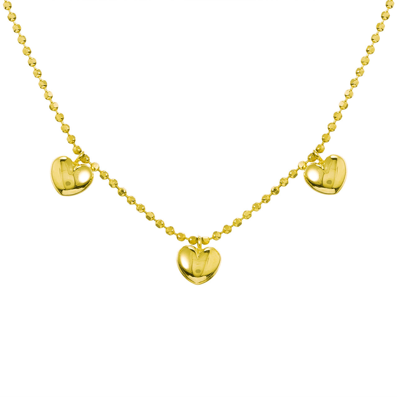 14K Gold - I Love You Puff Heart Necklace