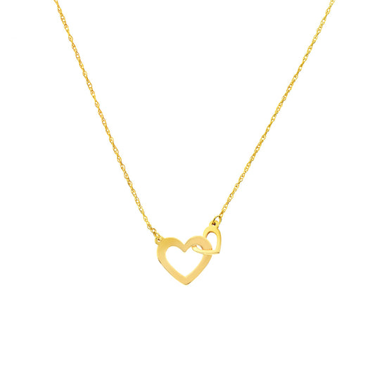 14K Gold - Unbreakable Bond Two Hearts Necklace