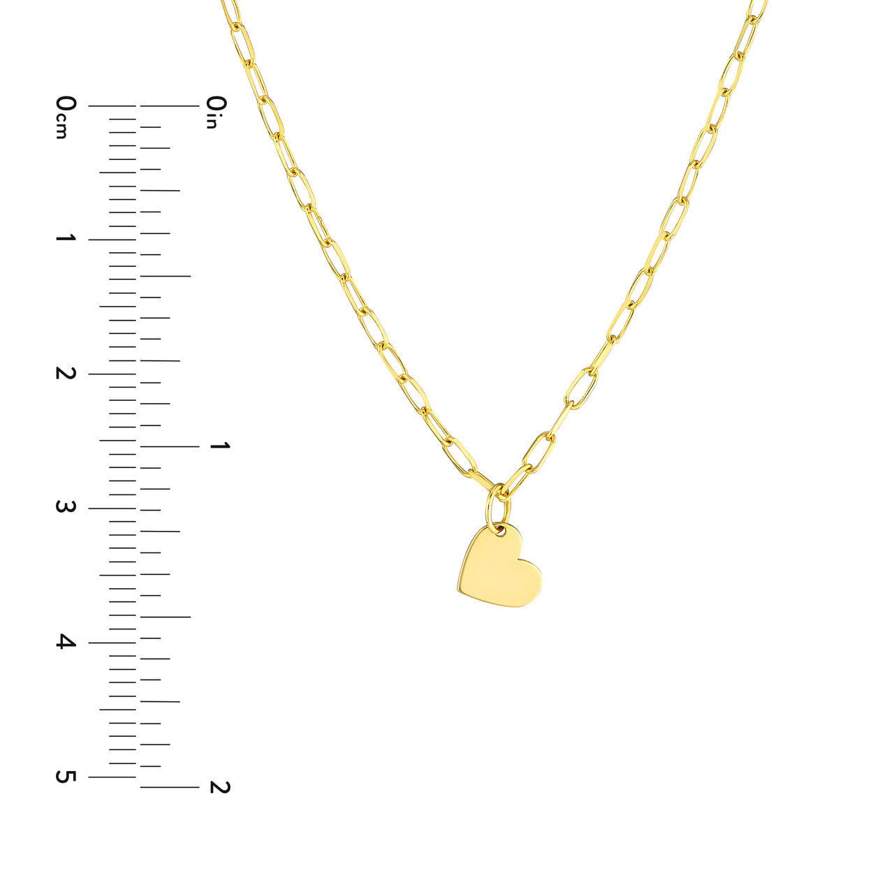 14K Solid Gold - Huggable Heart Paper Clip Necklace