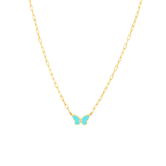 Diamond and 14K Gold - Serene Butterfly Elegance Necklace