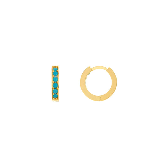 14K Gold - Turquoise Whisper Huggie Earrings