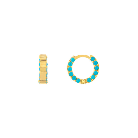 14K Gold - Turquoise Temptation Huggie Earrings