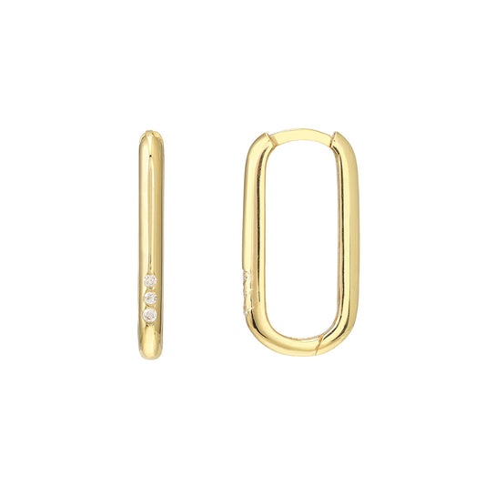 Diamond & 14K Gold - Trinity Sparkle Paper Clip Hoop Earrings