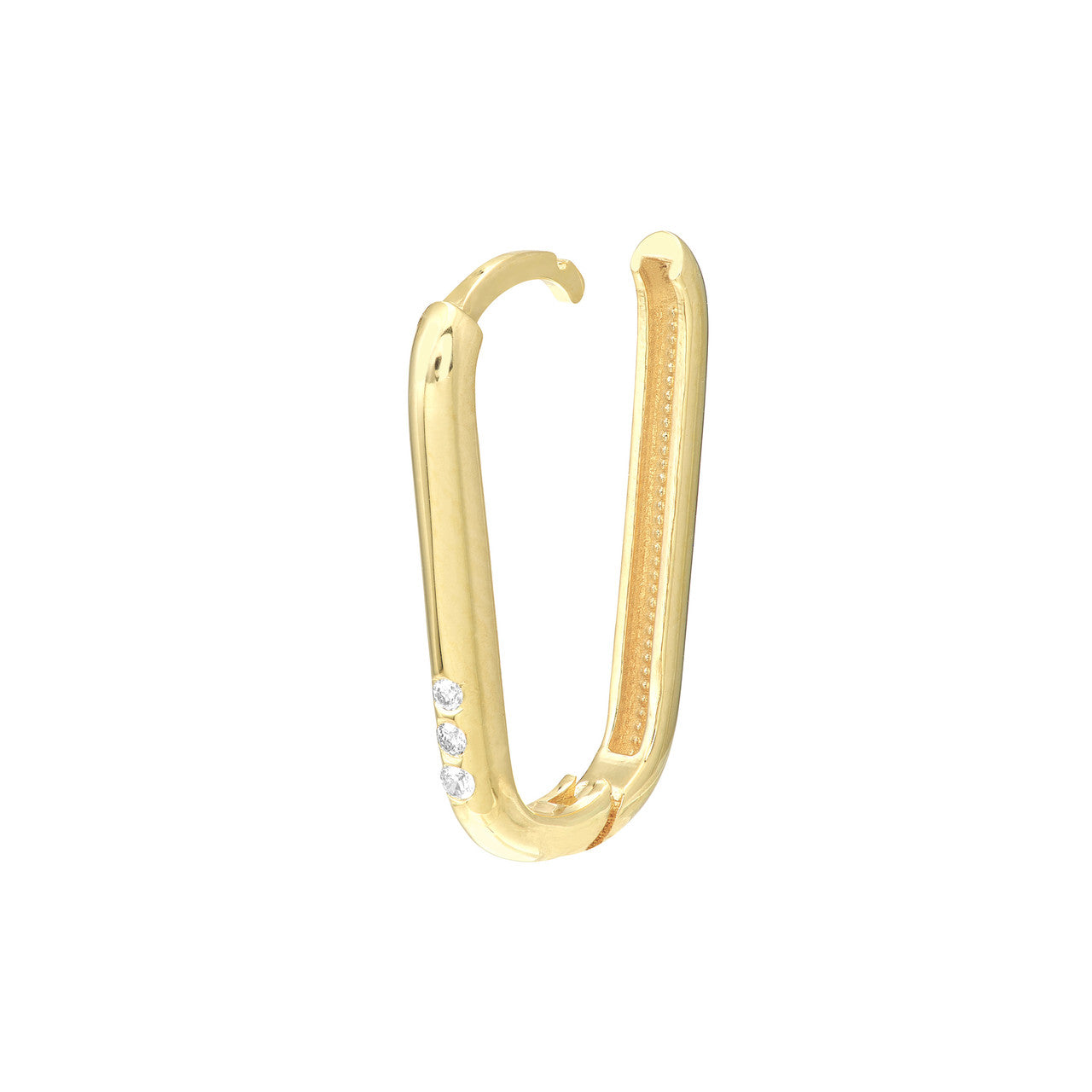 Diamond & 14K Gold - Trinity Sparkle Paper Clip Hoop Earrings