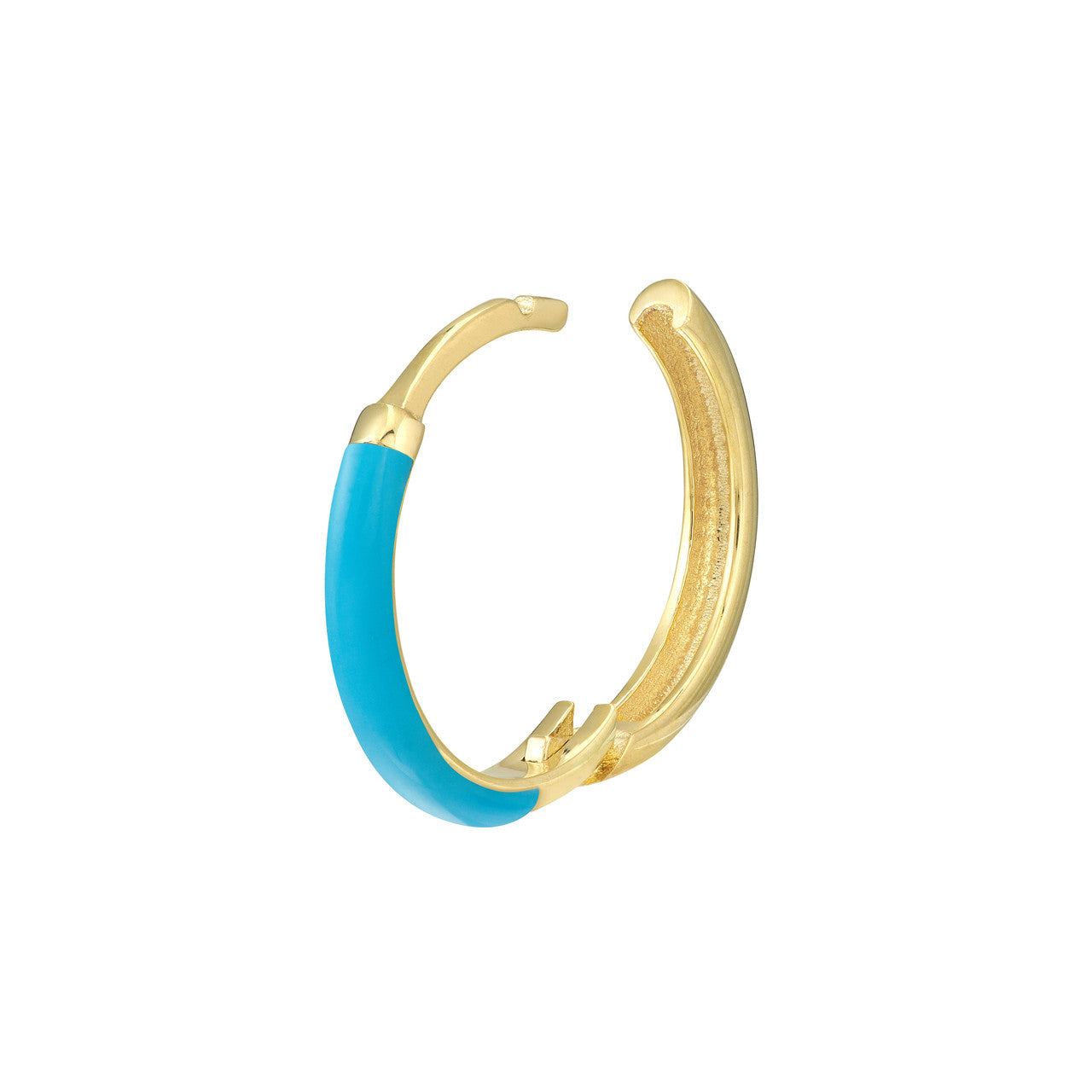 14K Gold - Azure Whispers Neon Blue Hoops