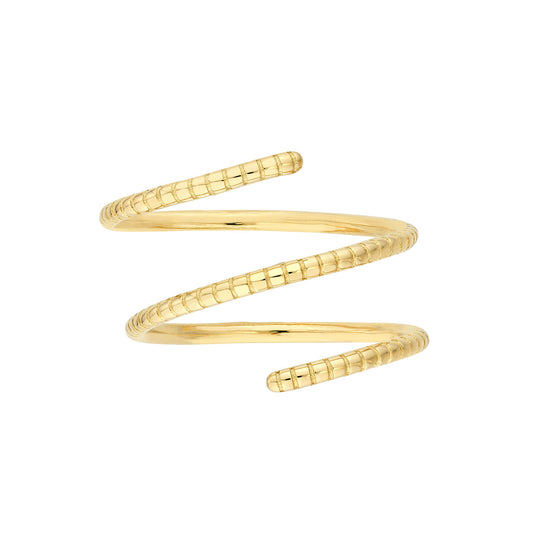 14K Gold - Ribbed Texture Wrap Ring