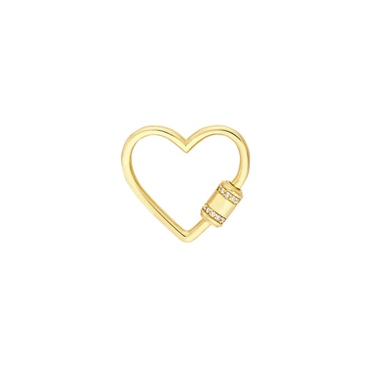 14K Gold - Diamond Heart Barrel Twist Clip